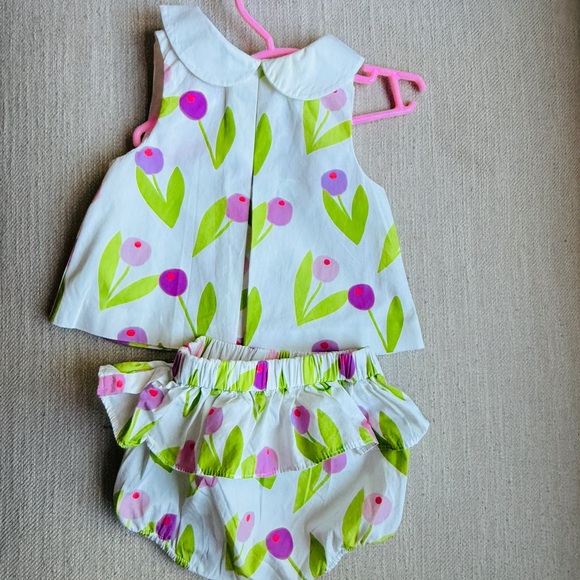 Jacadi Paris Baby Outfit with Pink and Green Accents size 12m - Picture 2 of 6